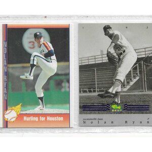 Nolan Ryan 2 Card Lot Hurling for Houston / Jacksonville Suns